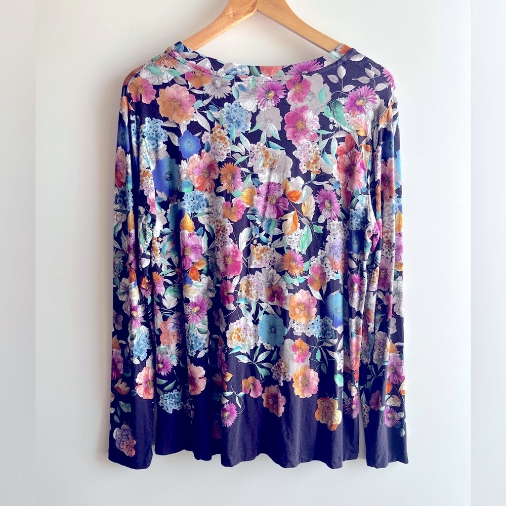 Johnny Was Fall Dance Favorite Long Sleeve Crewneck Swing Tee Top Multi L - Picture 12 of 15